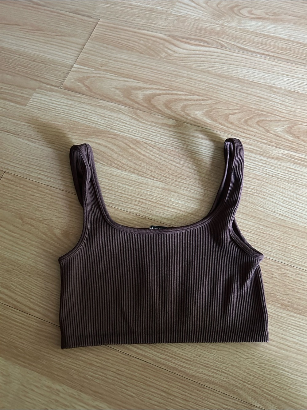 Zara Brown Ribbed Cropped Tank M-L